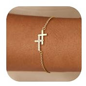 Dochais Gold Cross Bracelets for Women 14K Gold Plated Bracelet Cross Tennis Bracelet Stacking Adjustable Cubic Zirconia Chain Bracelets for Women Girls Jewellery Gifts Style A