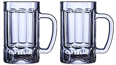 SFQEVHRZ Bierbecher， Bierbecher, Glasbierkrüge mit Henkel, 2er-Set, Glaswaren, Getränkebecher for Wasser, Wein, Saftbar, Bierkrüge