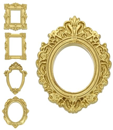 sourcing map 25 Pcs Vintage Resin Picture Frames, Mini Picture Frames Oval Rectangle Wall Hanging Frames Display Frame Photo Holder for Home Wall Jewelry Display Hotel Decor, Bronze