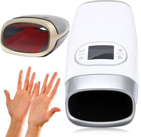 Elektrisk handmassageapparat, luftkompression Palmmassagerare Uppvärmd fysioterapi Akupunkt Finger Handmassage Avslappnad Smärtlindring,2 massagelägen + 3 intensitetsnivåer,White