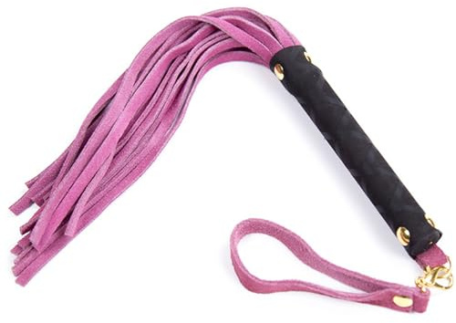 SAHOOSAFETY Látigo de cuero de 30 cm, paleta suave, azotador erótico, fusta, juguete for juegos de rol, bondage, BDSM, accesorios sexuales for mujeres y hombres.(Rosa)