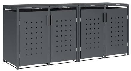 DEGAMO Mülltonnenbox 4-er Mülltonnenhaus Trier für 4X Tonnen 120 und 240 Liter, Stahl verzinkt, Farbe anthrazit