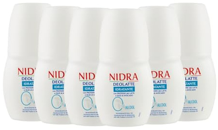NIDRA | Deolatte Roll On Latte, 6x50 ml | Con Proteine del Latte e Olio di Avocado, Dermatologicamente Testato, Made in Italy