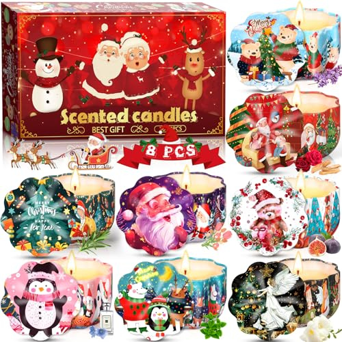 RDDAIPE Set Velas Aromaticas Regalo, 8 Piezas Velas Aromáticas de Cera de Soja, Velas Perfumadas, Set de Velas Aromáticas para Baño, Yoga, Cumpleaños, Día de la Madre, Regalo de Mujer
