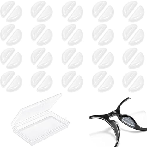 Lot de 20 paires de plaquettes nasales autocollantes en silicone - Antidérapantes - Pour lunettes et lunettes de soleil - Transparent