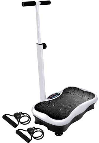 GartistGo Vibration Plate Exercise Machine with Bluetooth Speaker, 120 Speed Levels, Adjustable Handles, 2 Resistance Bands, ABS Anti-Slip Platform for Whole Body Workout Home Fitness Arm Training