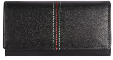 Velluci Pelle Portefeuille pour femme en cuir véritable avec blocage RFID - Portefeuille en cuir avec boîte cadeau de luxe, Noir , 17 cm x 9cm x 3.5 cm, Classique