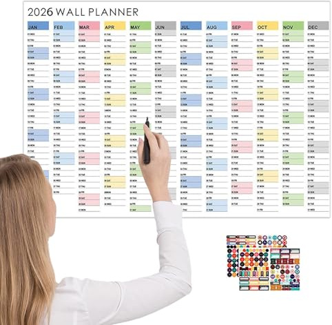Calendario da Parete 2026 Grande Formato, Planificatore da Muro 12 Mesi 2026 Calendario Organizzatore, Planner Poster Decorativo Per Studio Compiti Lavori Domestici Pianificazione Decorazioni Casa Ins