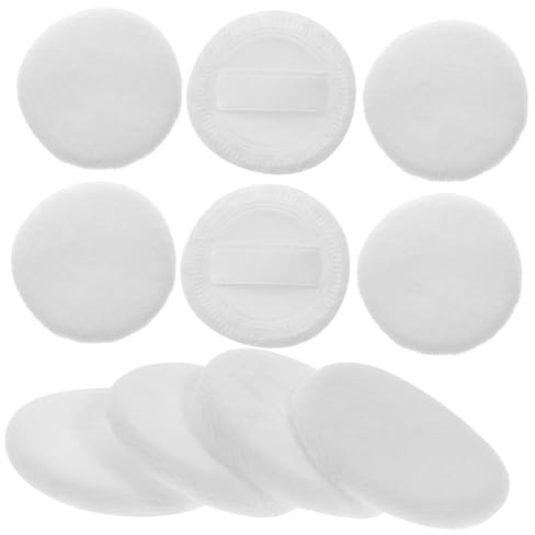 Anneome 12pcs Rounded Cotton Makeup Pads Set for Women, Soft Supple Face Powder Applicators, Comfortable and Portable Makeup Tool for Loose and Pressed Powder Application