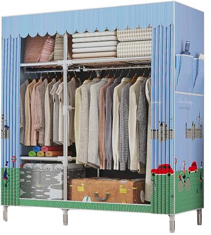 KRXSOBNV, Vikbar tyggarderob, Bärbar Tyggarderob, Garderobsarrangör Garderob, Klädskåp, Butiksskåp, D-107x46x172cm,Bärbar garderob