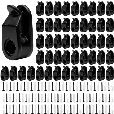 WYYFXY® 50 Stück Außenbereich Lichterketten Clips, Befestigung Lichterkette Außen mit Schraube Lichterkette Haken Kabelhalter für Lichterketten, Kabeln und Dekorationen Verwendet (Schwarz)