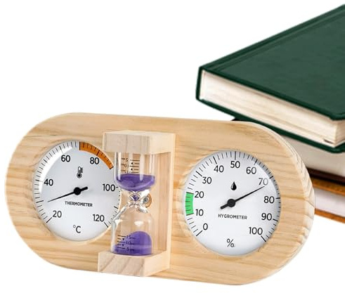 Sablier De Sauna | Hygromètre avec Compte à Rebours de 15 Minutes - Minuteur à Sable Murale avec Cadre en Bois 15 Minutes,Pour Maison, Garage, Bureau, Chambre et Salle de Classe
