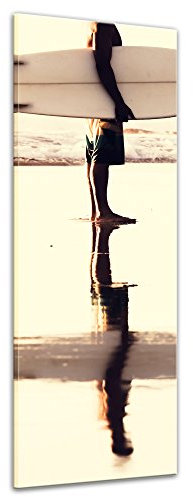Keilrahmenbild Surfing IV - 50x160 cm Keilrahmenbilder Bilder als Leinwanddruck Fotoleinwand Urlaub, Sonne & Meer Sport - Surfer am Strand