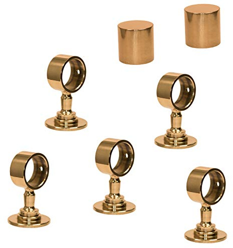 HAMBURGER TAUWERK-FABRIK EST. 1901 2 Endkappen und 5 Seilträger Messing glänzend für 30mm Handlaufseil