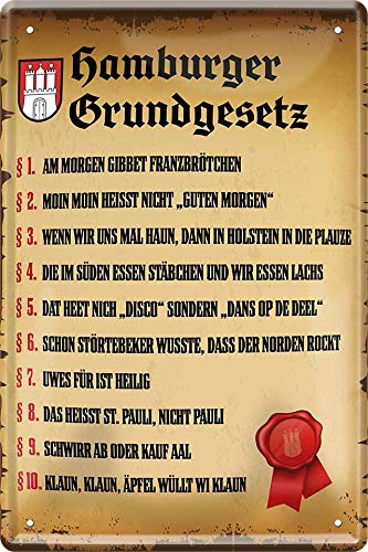 Hamburger Grundgesetz Hamburg 20 x 30 cm Witziger Spruch Deko Blechschild 392