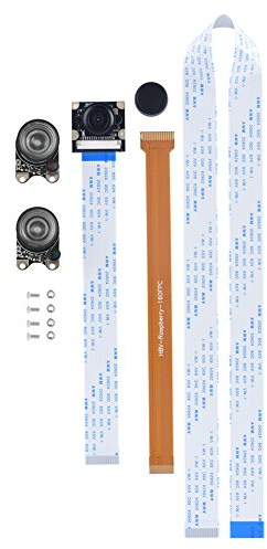 Cuifati Caméra Fisheye avec Câble Plat 15 Cm 15 Broches, Module de Caméra Professionnelle pour 2/3/B+/Zero, Caméra Fisheye Grand Angle 5MP, Objectif Fisheye, Objectif