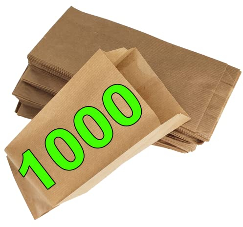 Loxato 1000 Brottüten Papier - Bäckertüten - Butterbrottüten Braun - Brotbeutel - Kraftpapier Tüten - Brottüten Braun - Brötchentüten - Frühstücksbeutel Papier - 10x5x25cm