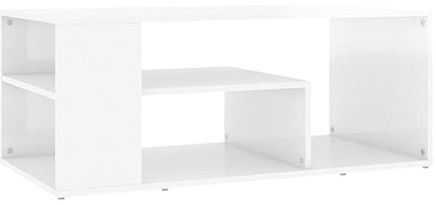 vidaXL Couchtisch mit Stauraum Beistelltisch Wohnzimmertisch Kaffeetisch Sofatisch Teetisch Tisch Wohnzimmer Hochglanz-Weiß 100x50x40cm Holzwerkstoff
