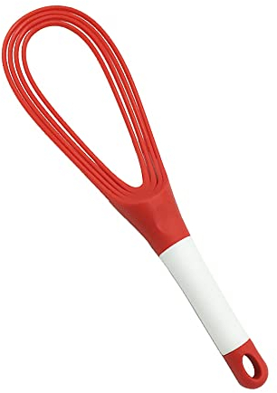 Frusta a torsione da 29 cm, in plastica a palloncino piatto da cucina, frusta spessa per frusta, frusta e frusta, colore rosso