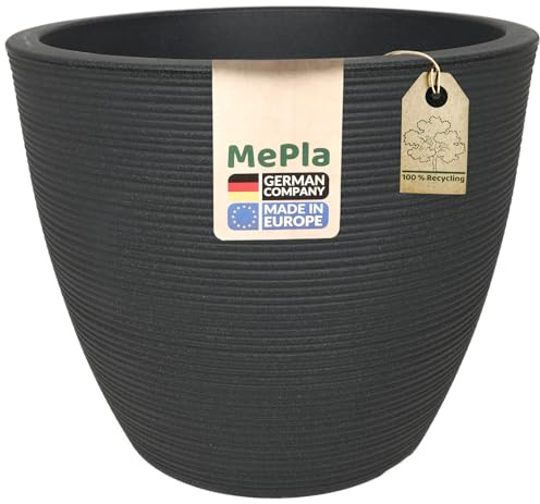 MePla blomkruka Milano – rund planteringskruka – väderbeständig blomkruka – UV-resistent blomkruka – blomkruka – kruka – kruka – ø48 – antracit