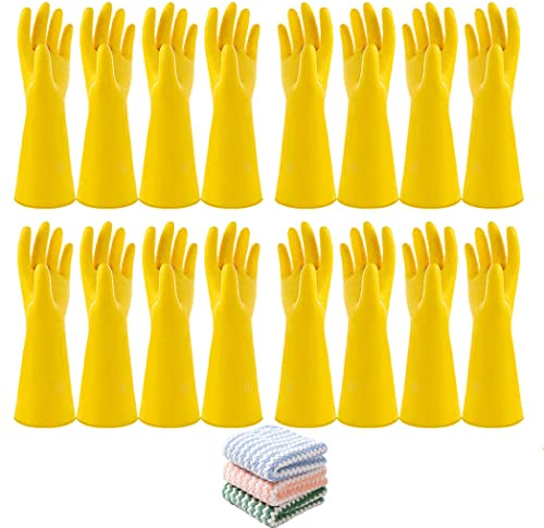 Vsootal 8 Paar Wiederverwendbare Küche Geschirrspülhandschuhe Badezimmer Garten Reinigungshandschuhe Haushalt Wasserdicht Rutschfeste Gummihandschuhe (XL)