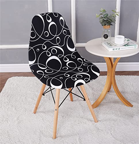 Highdi Schalenstuhl Bezug, Stuhlbezug 2/4/6 er Set Stuhlbezüge Stretch Esszimmerstühle Bezug Moderne Elastischer Stuhlhussen Abnehmbar Waschbar Küchenstühle Husse (abstraktes Band,6PCS)