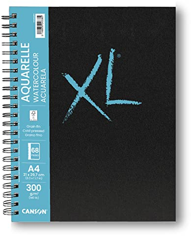 Canson XL Aquarelle Notizbuch, A4, 40 Blatt, fein, 300 g, Weiß, C31200L014