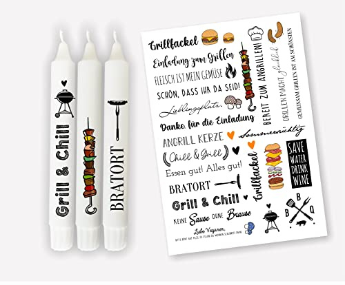 Kerzen Tattoofolie - GRILLFACKEL - Sprüche zum Verschenken - für Kerzen/Keramik DIN A4
