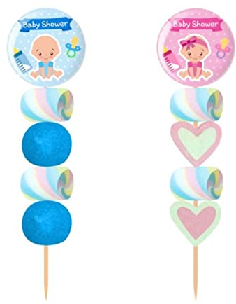 Lote de 15 Originales Brochetas de Golosinas con Chapa Alfiler Baby Shower a Elegir. Recuerdos. Detalles y Regalos para Fiestas de Cumpleaños, Bodas, Bautizos y Comuniones.DC (NIÑO)