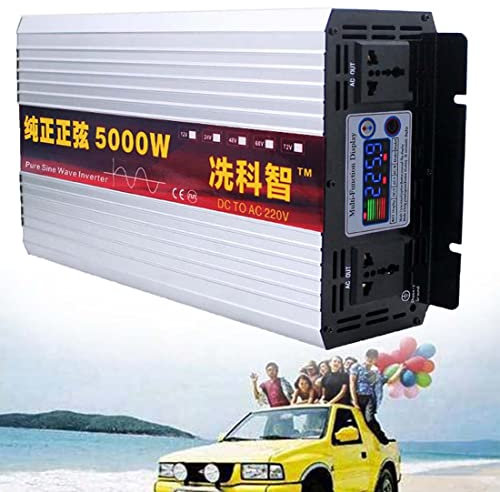 DPDZSW Onduleurs à Onde Pure 5000W,6000W, Convertisseur Pur Sinus 12V/24V/48V/60V/72V à 220V, Onduleurs De Voiture, Transformateur, Prises AC et Affichage à LED,5000W-72V