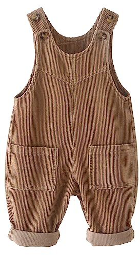 Panegy Salopette di Velluto a Coste per Bambini Salopette Larghe Tinta Unita con Bretelle Pantaloni Morbidi Retrò Monopezzo con Bottone Bavero Pantaloni Tuta Completo Salopette per Neonati per