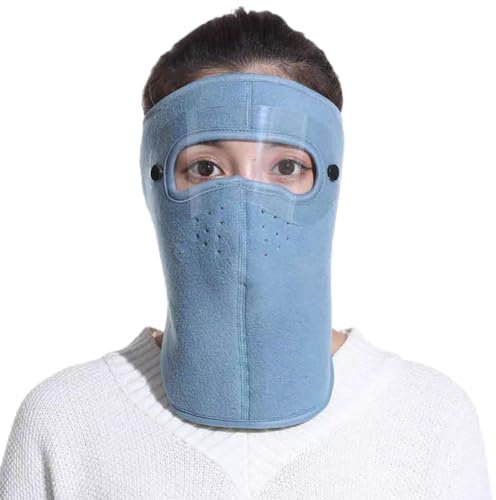 Whakano 2 Stück Sturmhaube Gesichtsmaske Winter Warme,Winter-Thermo-Fleece-Vollgesichtsabdeckung,Fahrrad Wandern Skifahren Radfahren Vollmaske für Erwachsene Männer Frauen,Kurz,Graublau