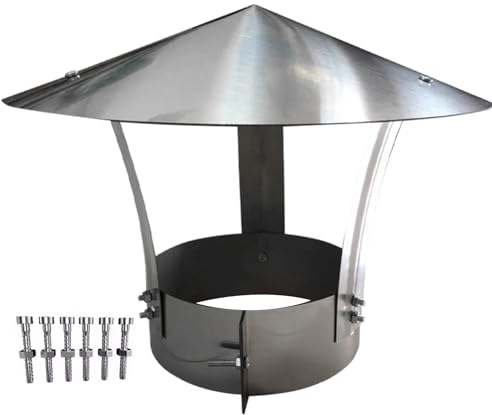 Edelstahl-Kaminkaminhaube, Regenschutz, Entlüftungskappe, runde Winddichte Kappe, Regenhut, Schutzkappenende, 90 mm
