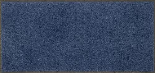wash+Dry Fußmatte, Navy 35x75cm, innen und außen, waschbar, blau