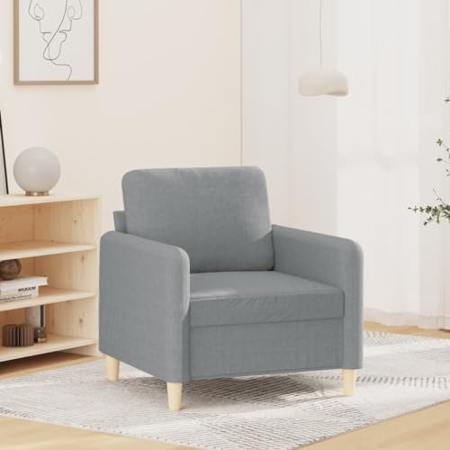 Willood Sessel, Sofa Relaxsessel mit gepolstertem Sitz Armlehnen, Fernsehsessel Loungesessel Metallgestell, Polstersessel Ruhesessel Stuhlbeine aus Holz Hellgrau 60 cm Stoff