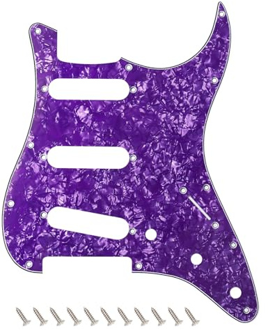 Banworks 4-lagiges E-Gitarren Schlagbrett 11-Loch American ST SSS Schlagbrett | Gitarrenschutzplatte für USA/Mexikanische Fender Modern Style Standard Stratocaster Strat ST JT/HB-01 Lila Perle