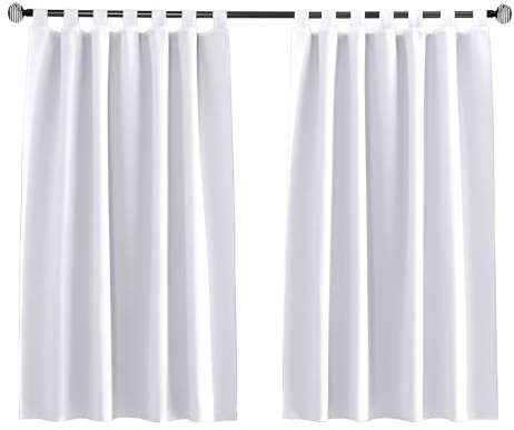 Tenger Home Tenda corta oscurante per finestra della cucina, per camera da letto, con passanti, 1 pezzo (Bianco, 150x150 cm)
