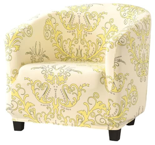 Hearda Clubsessel Bezug, Europäisch Stil Sesselbezug Cocktailsessel Bezug Weich Stretch Sesselhusse 1 Teilig Universal Modern Sesselüberwurf für Esszimmer Wohnzimmer Café Büro (Gelb)