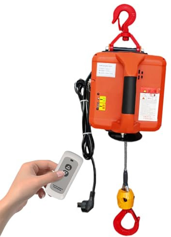 ZYT-DHRUCB Grue élévatrice avec treuil électrique portable de 500 kg et 1500 W avec télécommande sans fil pour garages, entrepôts, usines et levage, Orange-200 kg