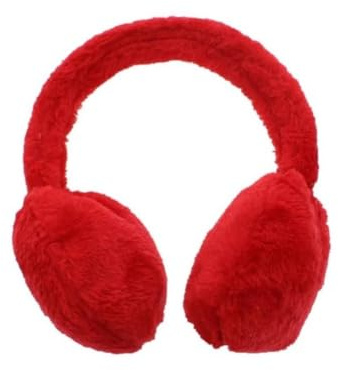 Ladies' Fluffy Ear Muffs, Plain Colour, Winter Warmers, Fuschia Pink, Lilas, White, Black, Pink or Red (Red)