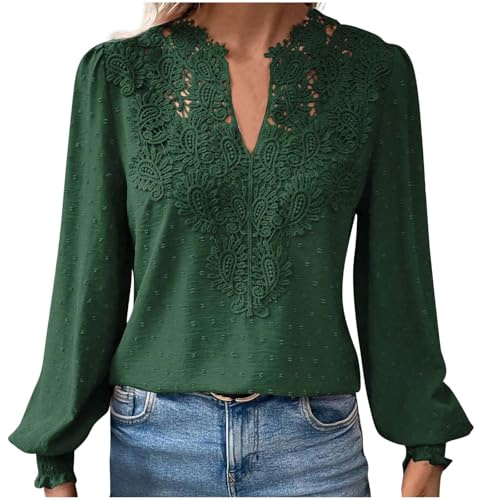 Chemisier Femme Dentelle Tunique Chic et élégant Décontracté Vintage Chemisiers et Blouses Loisirs D'été Tunique en Jacquard en Dentelle Blouse Amples Haut en Dentelle Tops Chemisiers à La Mode