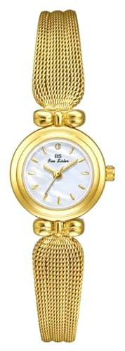 Women's Gold Watch | Mesh Bracelet 22mm | Quartz Movement | White Dial | Water Resistant | Adjustable Metal Strap | Elegant Dress Watch | Professional Casual Style - Beautiful Presentation Box