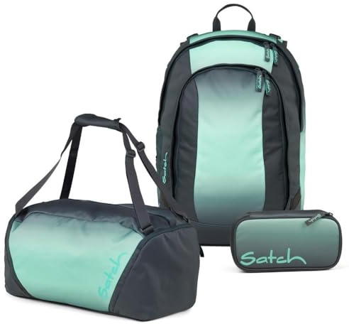 Satch Air Schulrucksack Set 3tlg. inkl. Schlamperbox und Sporttasche (Gradient Mint)