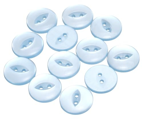 QUARKZMAN 12 Stück Knöpfe 20mm Harz Buttons zum Annähen 2 Löcher Runde Bastelknöpfe für Bekleidung Bettwäsche Hosen Hemd Blusen Kleider Rock Handwerk Selber Machen, Hellblau
