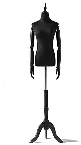 BZGPMFUD Schaufensterpuppe Verbesserte Schneiderpuppe - Schwarz, weiblicher Modell-Torse-Körper mit Holz-Stativständer, Schneiderpuppe for Nähschneiderinnen