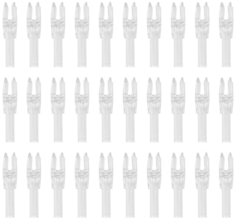 PATIKIL Archery Arrows Nocks 4.2mm, 30 Pack Plastic Insert Arrow Nock Replacement Arrow Tails for Hunting Shooting Compound Recurve Bow, Transparent White