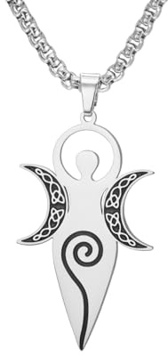 EUEAVAN Collana con pendente a spirale della dea celtica della fertilità con tripla luna Amuleto magico pagano wiccan Gioiello religioso Regalo per donne e mamme