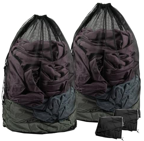 FORYNXHWIN 2 bolsas de lavandería de malla, 70 x 90 cm, bolsa de lavandería resistente para lavadora, bolsas de red grandes para lavandería con cordón, bolsas de lavandería grandes para ropa sucia