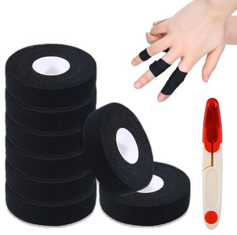 8 Rollen Fingertape 1.5cm*10m Sporttape Selbstklebende Bandage Haftbandage Finger Tape Sport, Selbstklebend Tapeband für Fußball,Klettern,Handball Bergsteigen, 1 Pcs U-Förmige Federschere