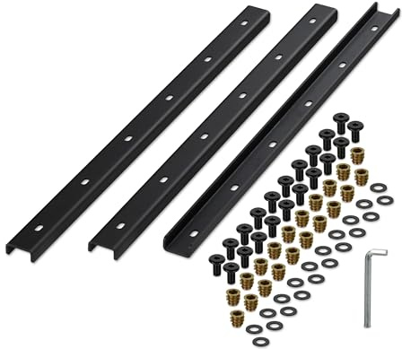 Relaxdays Barrette de Table, Lot de 3, Rail en métal 70 cm, stabilise Le Plateau, U- Profil avec vis, Acier, Noir